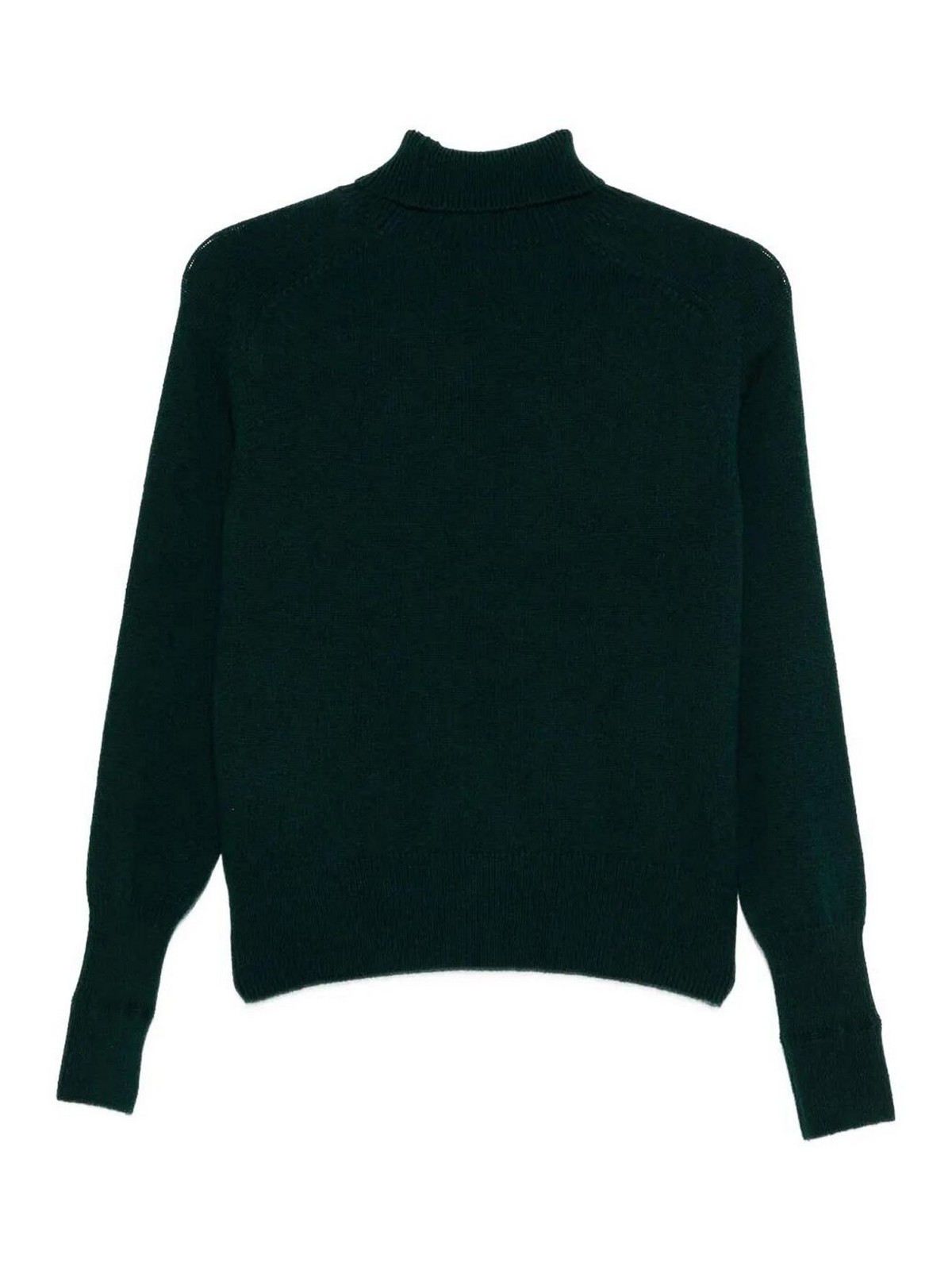 Victoria Beckham Ribbed Turtle-neck Wool Jumper With Long Sleeves In Green