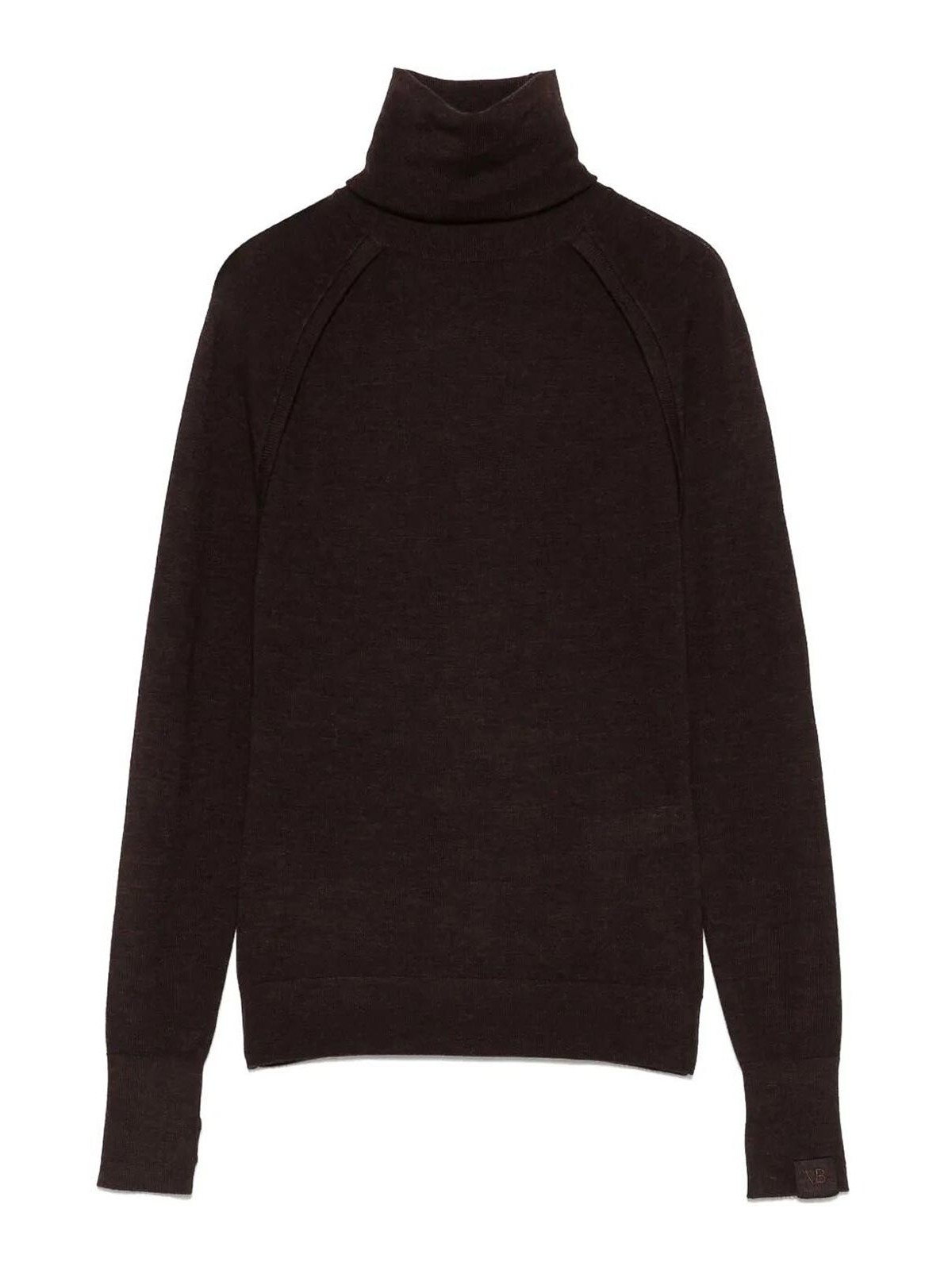 Victoria Beckham Fitted Silhouette Wool Turtleneck Sweater In Brown