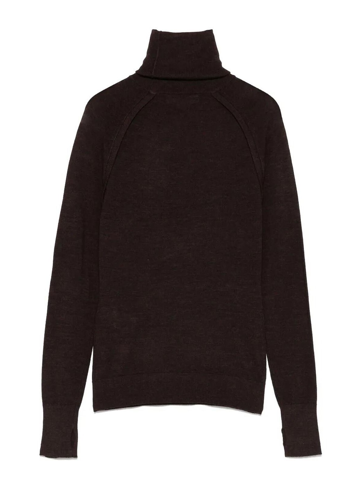 Victoria Beckham Fitted Silhouette Wool Turtleneck Sweater In Brown