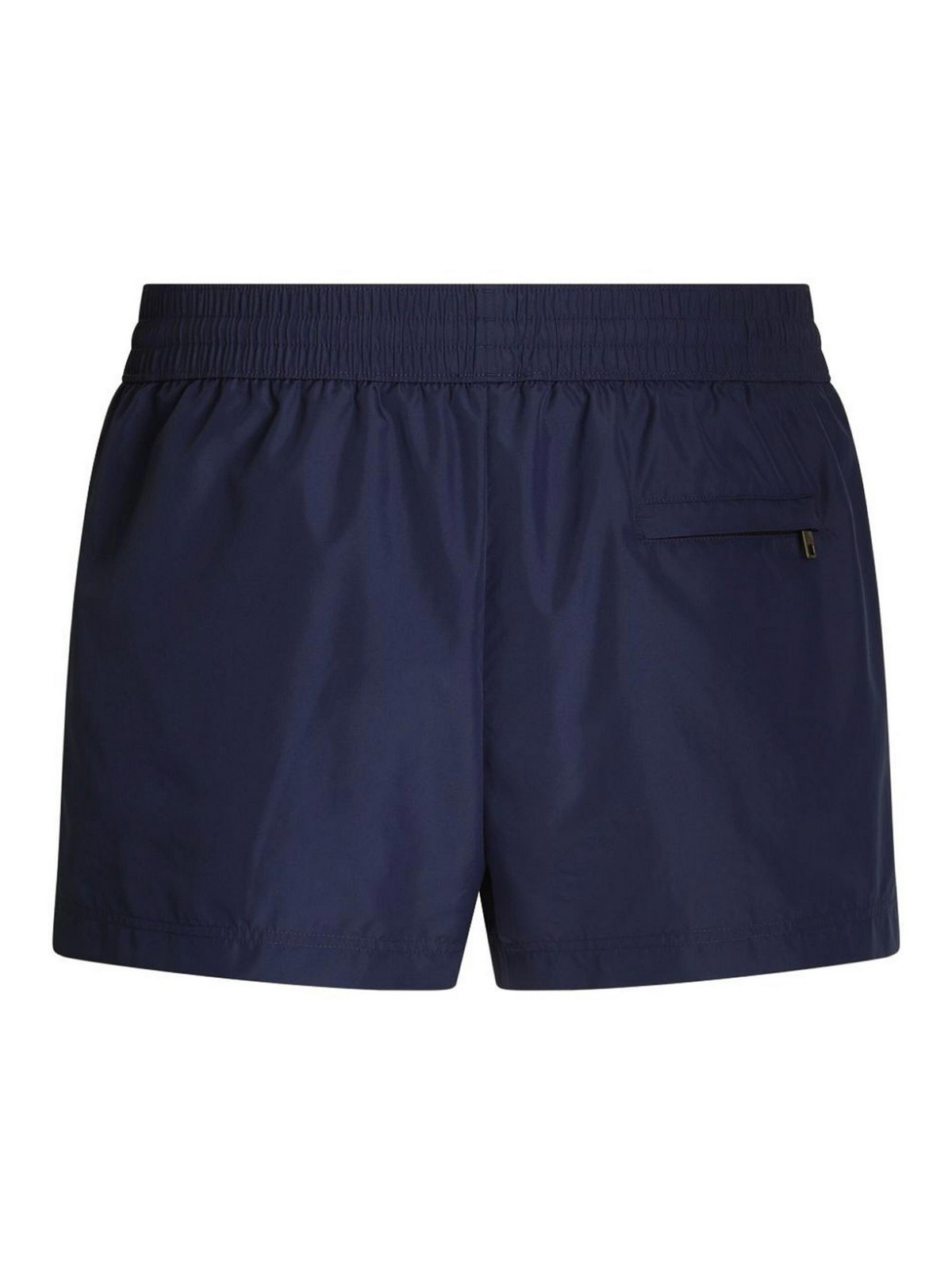 Dolce & Gabbana Short Swim Trunks With Logo Plaque In Blue