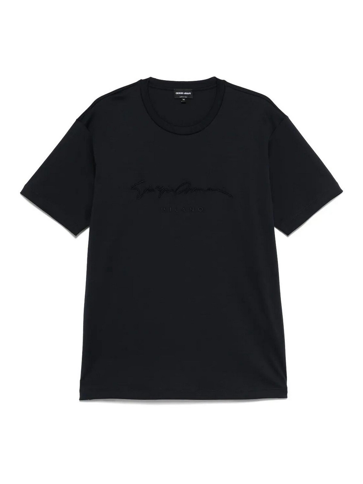 Giorgio Armani Official Store Pure Cotton Interlock T-shirt With Embroidered Logo In Blue