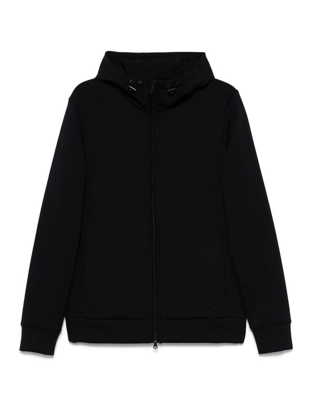Paul & Shark Zipper Hoodie Ribbed Cuffs Hem In Black