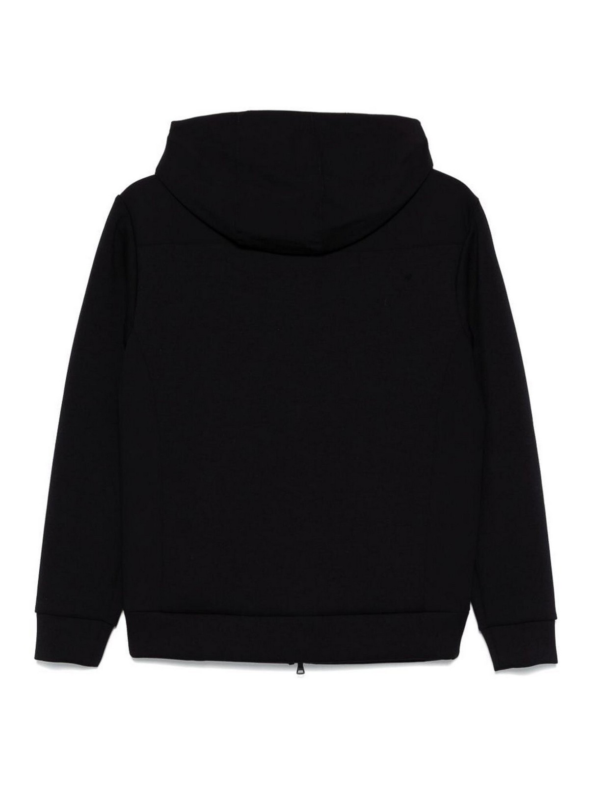 Paul & Shark Zipper Hoodie Ribbed Cuffs Hem In Black
