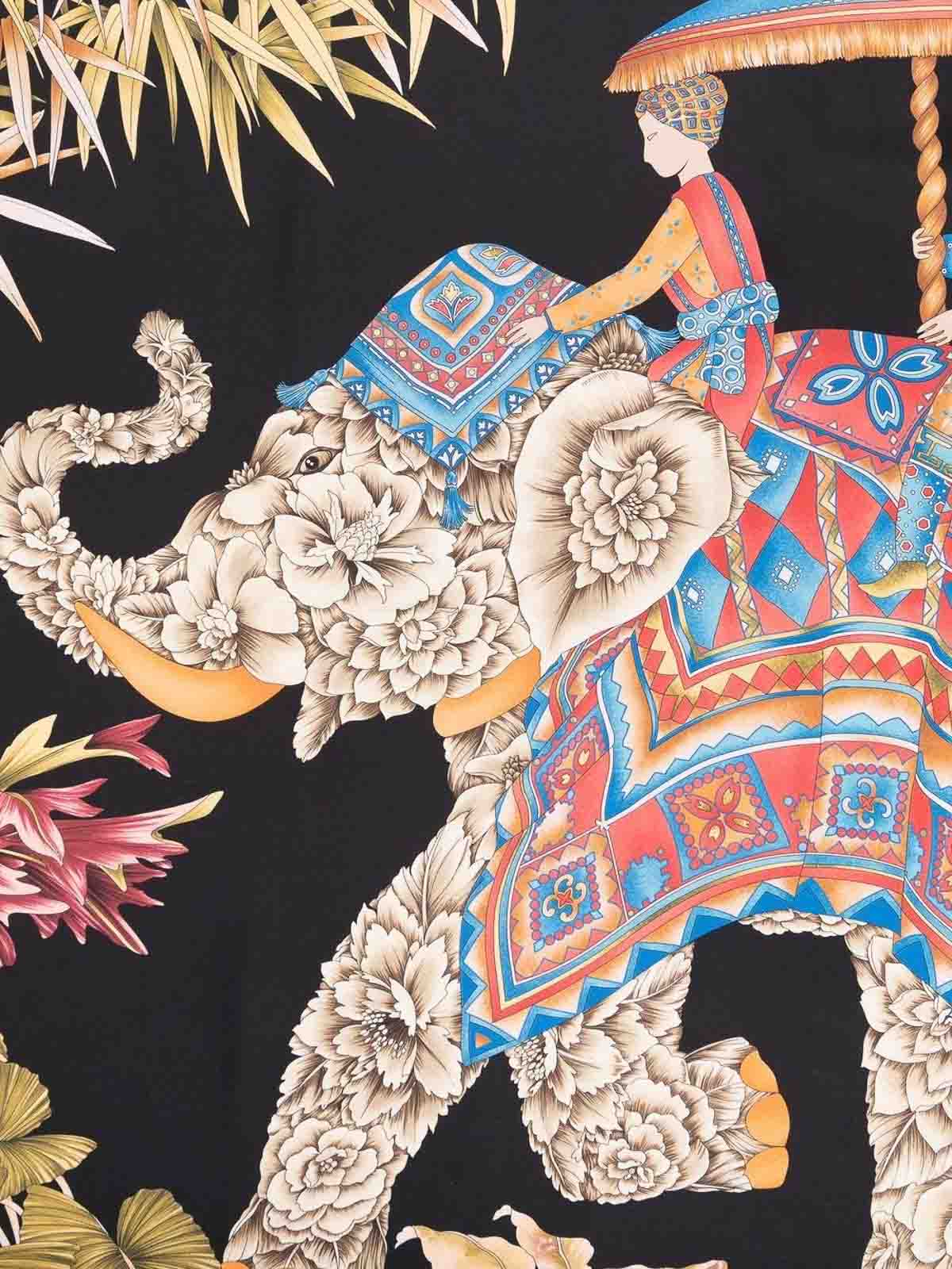 Ferragamo India Print Silk Scarf In Black