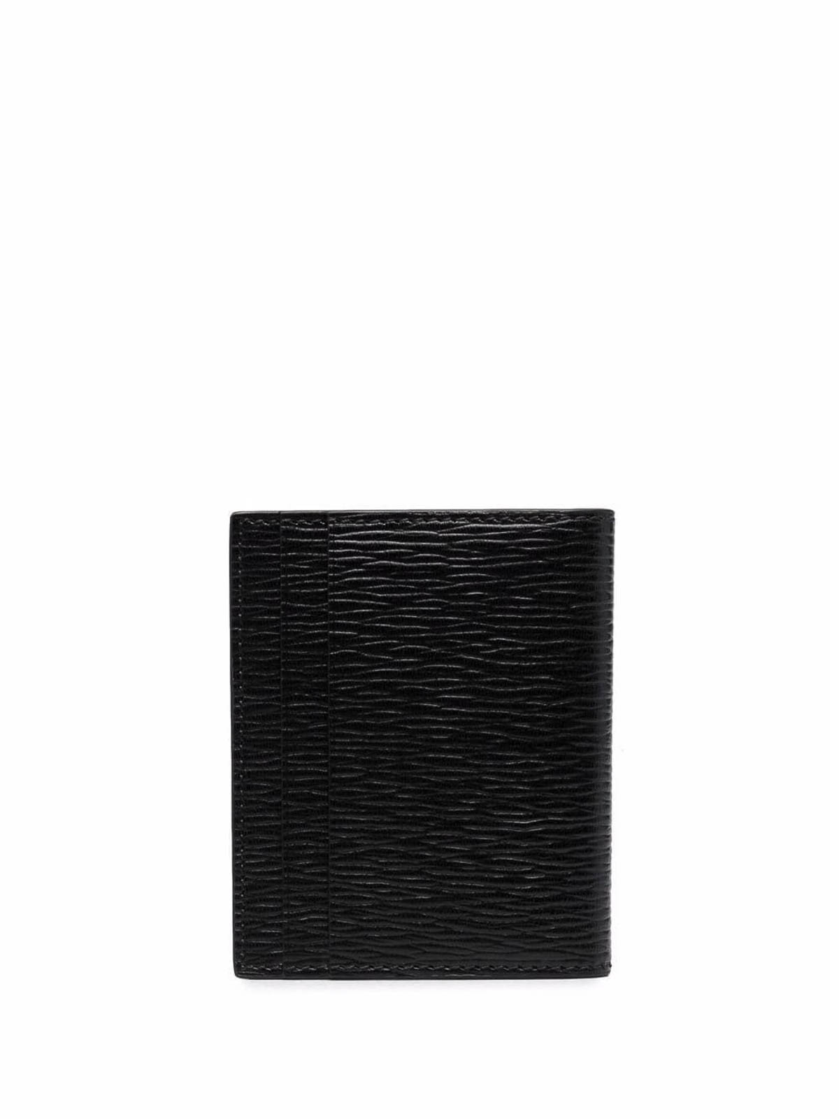 Ferragamo Hammered Leather Gancini Bi-fold Card Holder In Sand