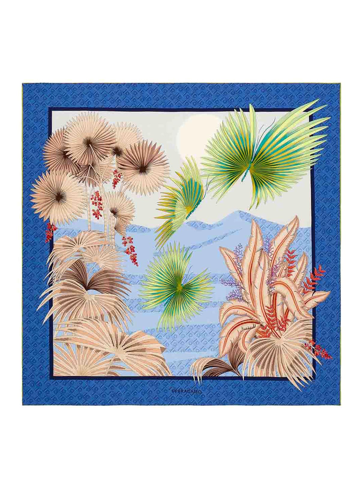 Ferragamo Dune Print Silk Scarf In Sand