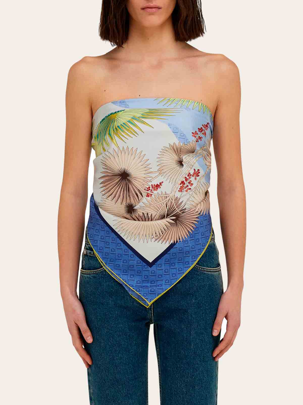 Ferragamo Dune Print Silk Scarf In Sand