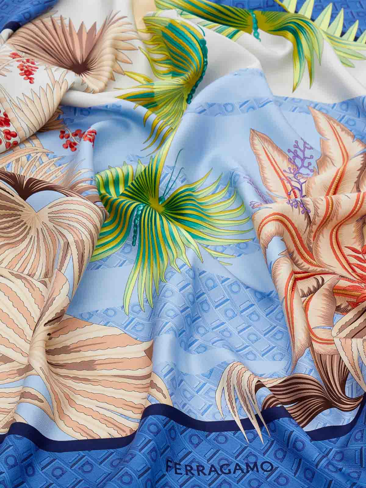 Ferragamo Dune Print Silk Scarf In Sand