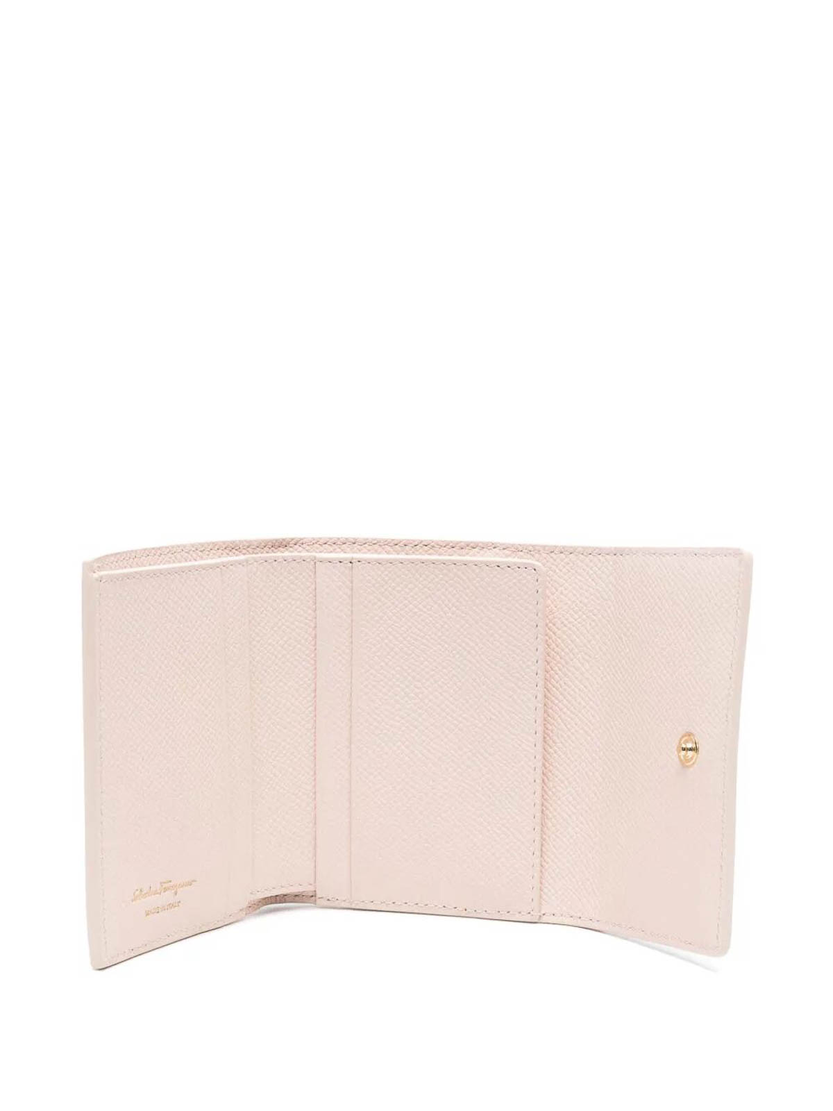 Ferragamo The Gancini Leather Trifold Wallet In Sand