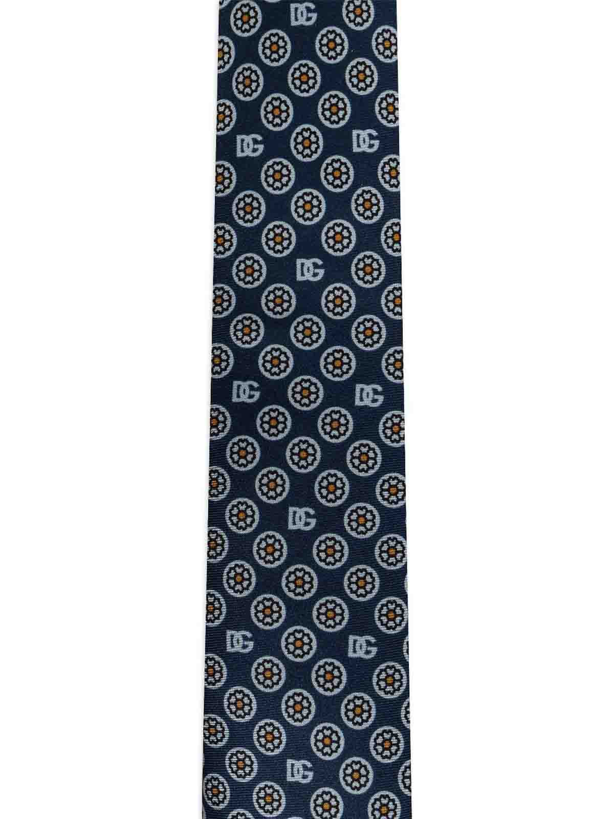 Dolce & Gabbana Floral-jacquard Silk Tie In Blue