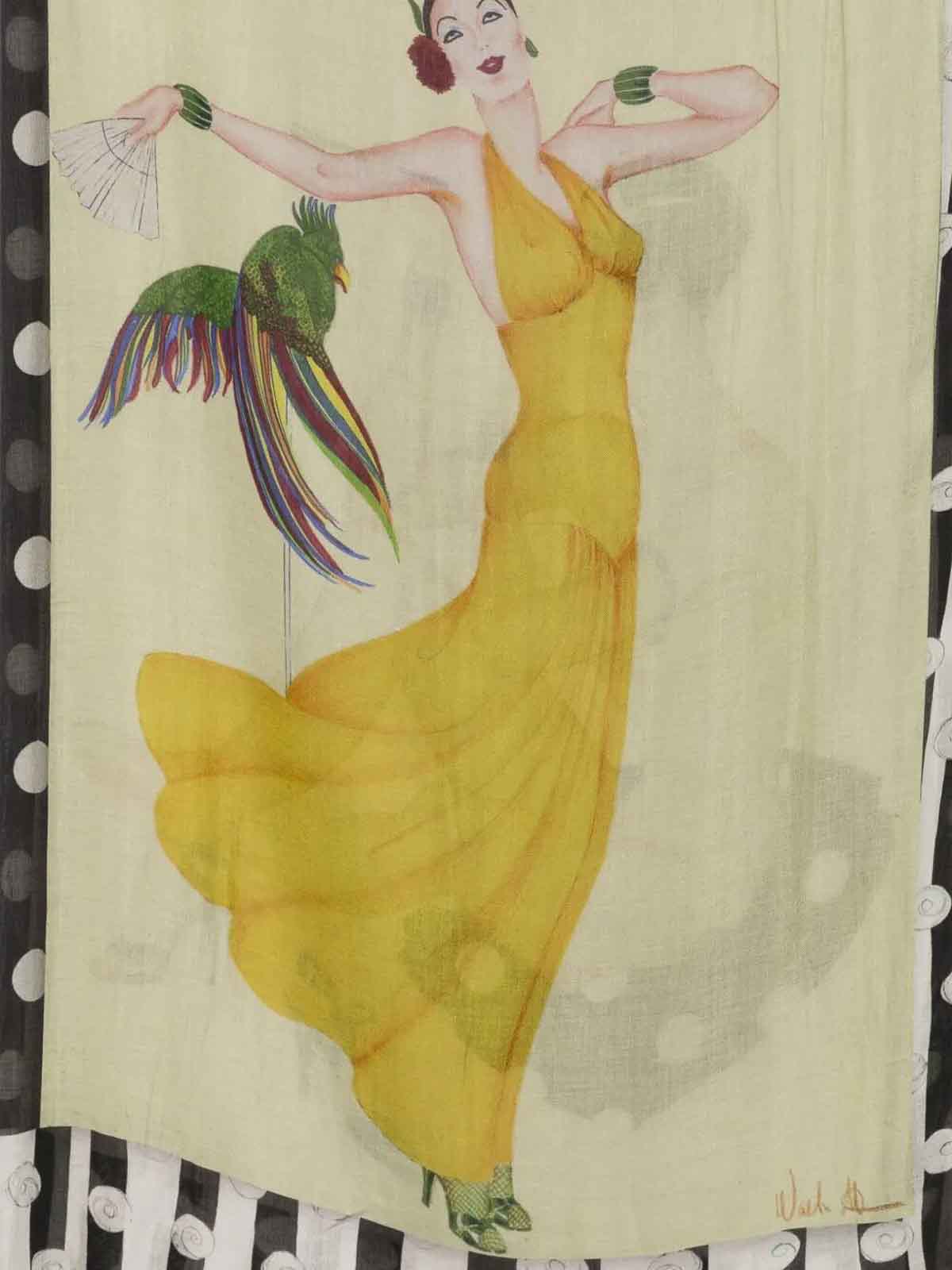Faliero Sarti Stylist Sketch-style Print Modal Scarf In Black
