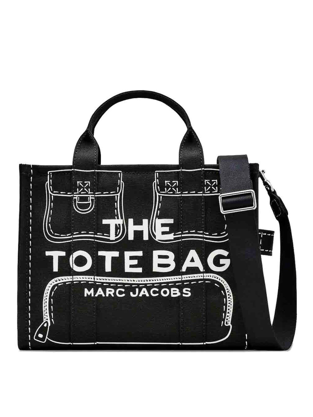 Marc Jacobs The Trompe L`oeil Cargo Canvas Medium Tote In Black