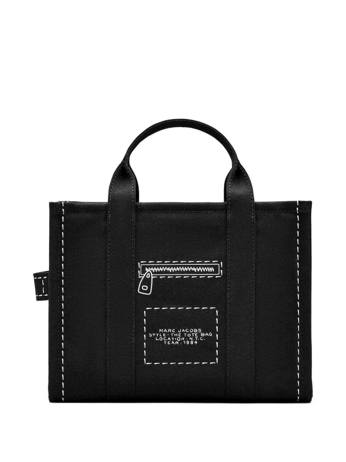 Marc Jacobs The Trompe L`oeil Cargo Canvas Medium Tote In Black