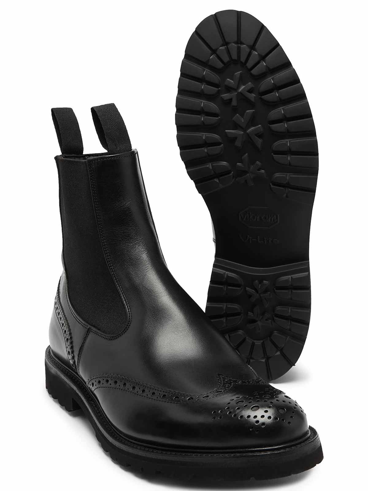 Tricker's Chunky Sole Round Toe Ankle Boots In Black