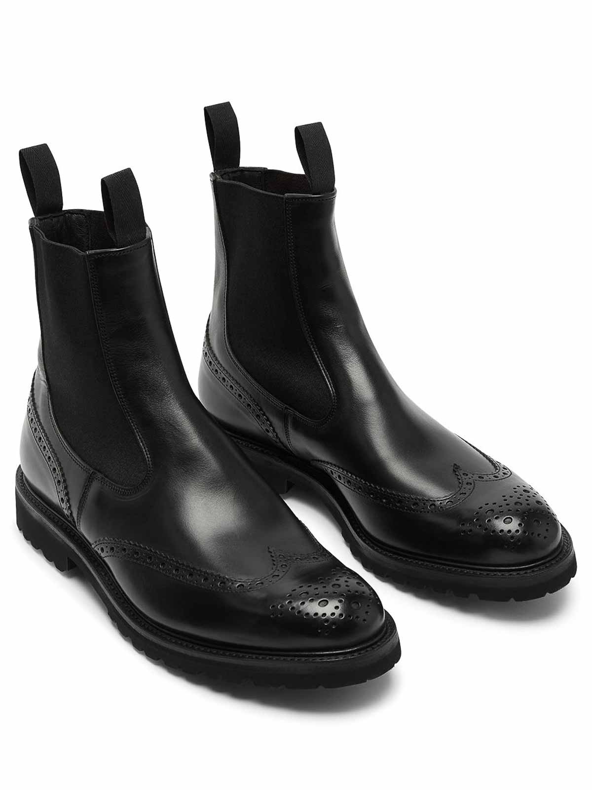 Tricker's Chunky Sole Round Toe Ankle Boots In Black