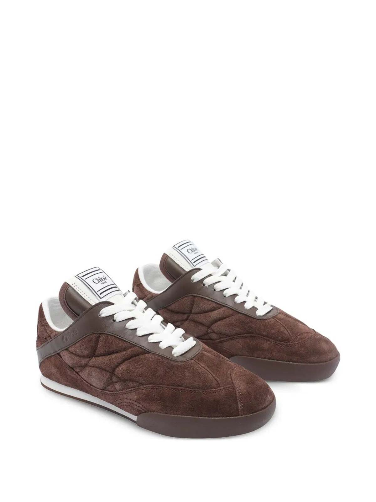 Chloé Kick Leather-trimmed Quilted Suede Sneakers In Brown