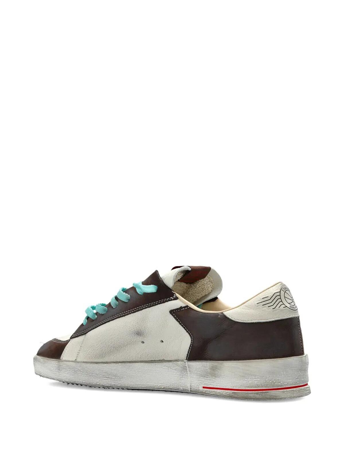 Golden Goose Distressed Leather Sneakers With Two-tone Star Patch In Sand