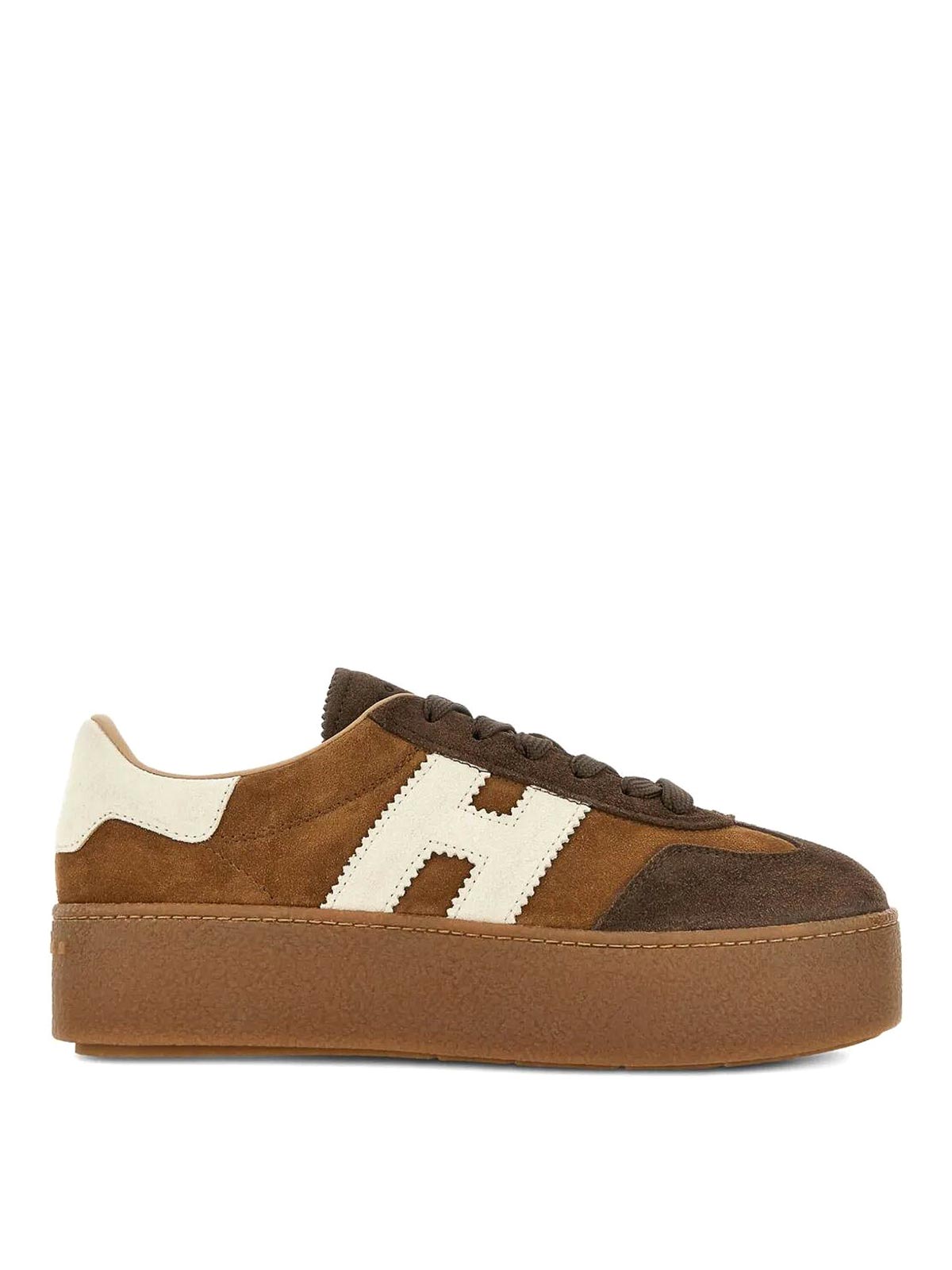 Hogan Cool Suede Lightweight Maxi Sole Sneakers In Brown