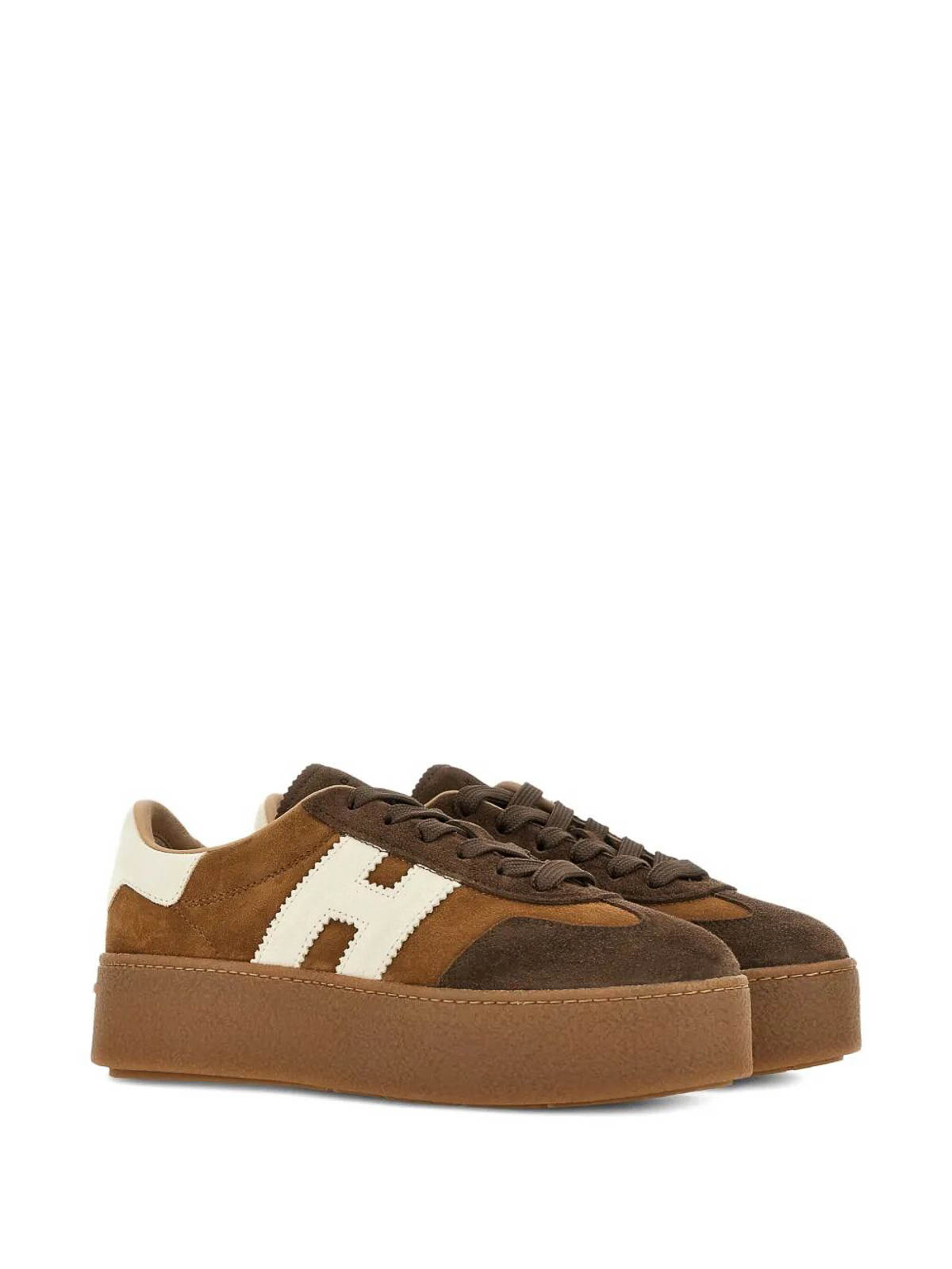 Hogan Cool Suede Lightweight Maxi Sole Sneakers In Brown