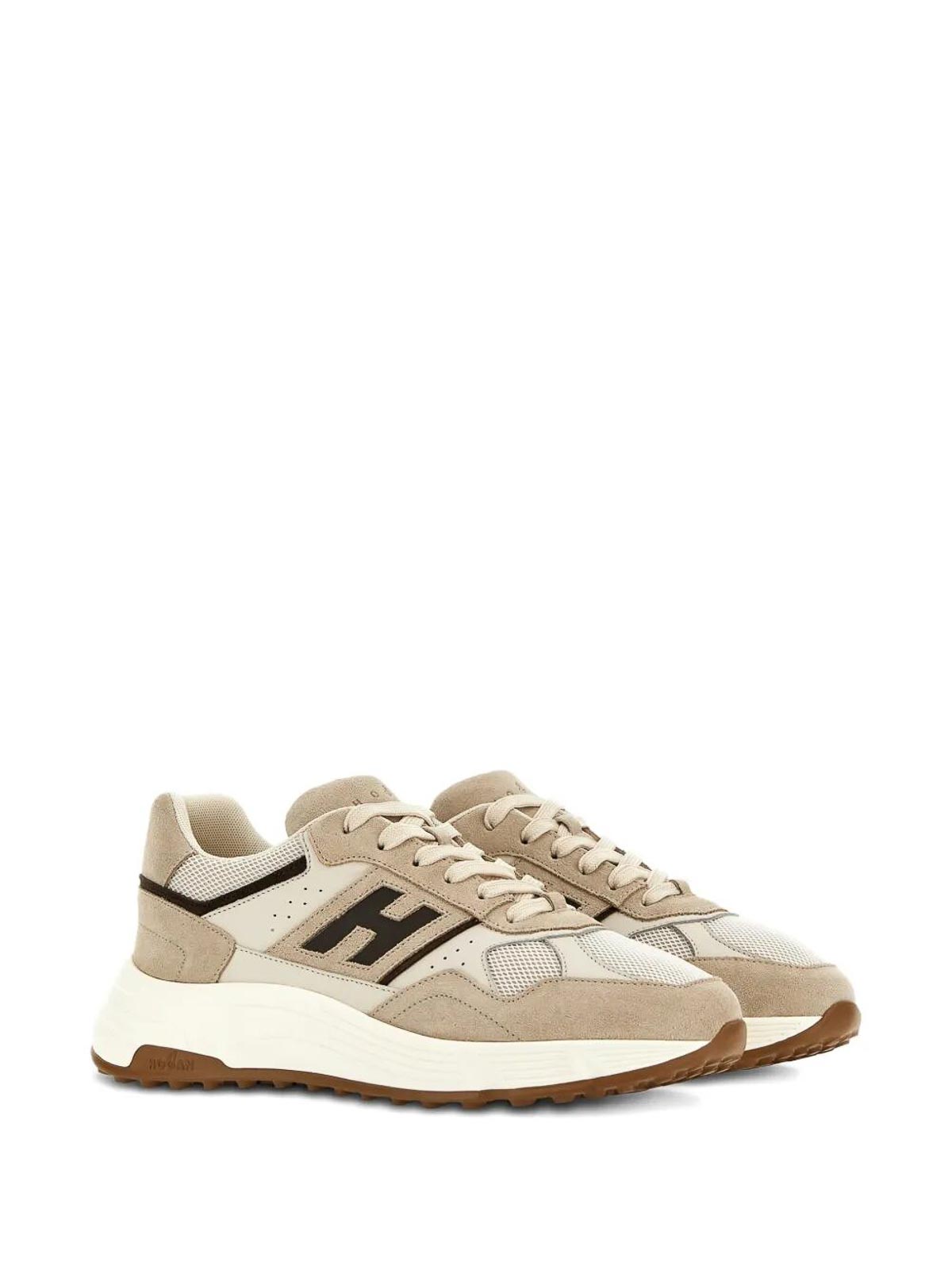 Hogan Leather And Mesh Hyperlight Sneakers In Brown