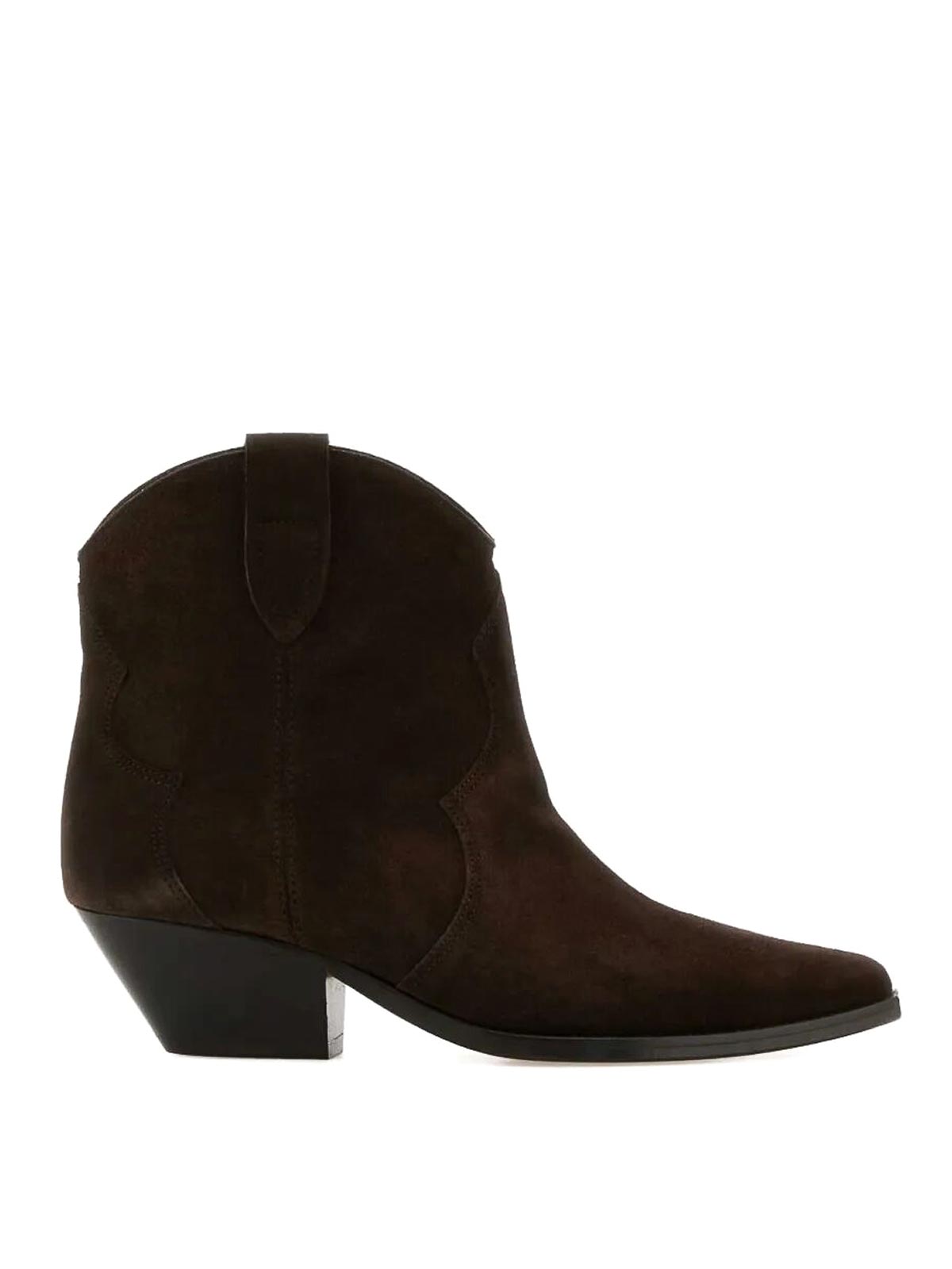 Isabel Marant Dewina Suede Cowboy Ankle Boots In Brown