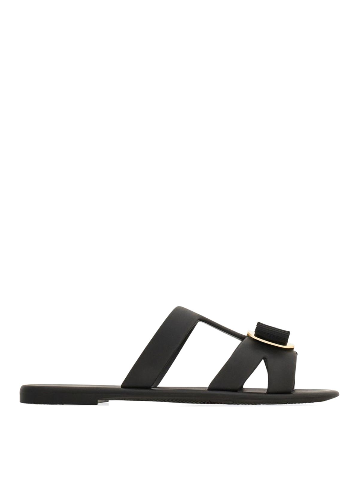 Ferragamo New Vara Rubber Slides In Black
