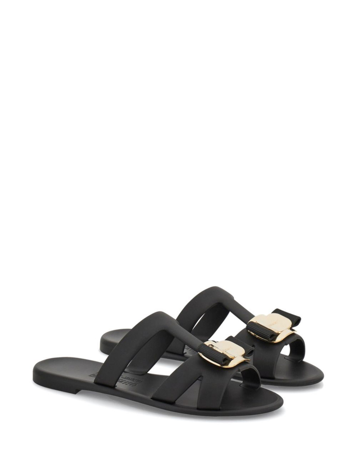 Ferragamo New Vara Rubber Slides In Black