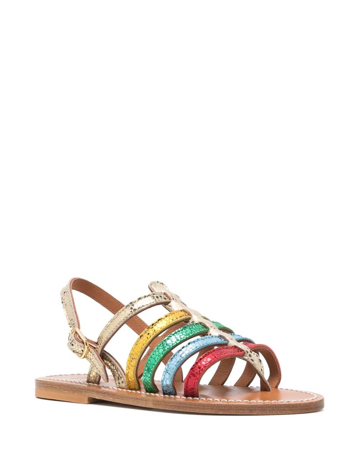 Kjacques Homere Multicolor Metallic Sandals In Multi