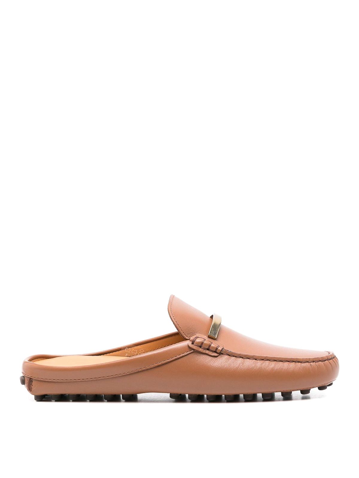 Tod's Leather Gommino Slippers In Sand