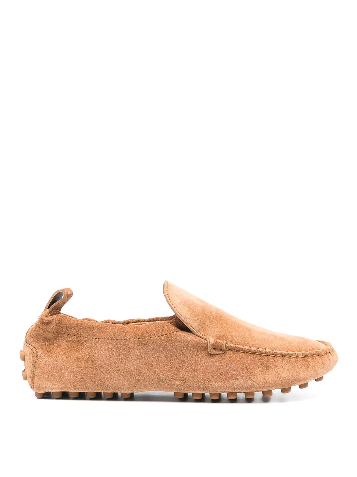 Tod's Gommino Curled Suede Loafers In Brown