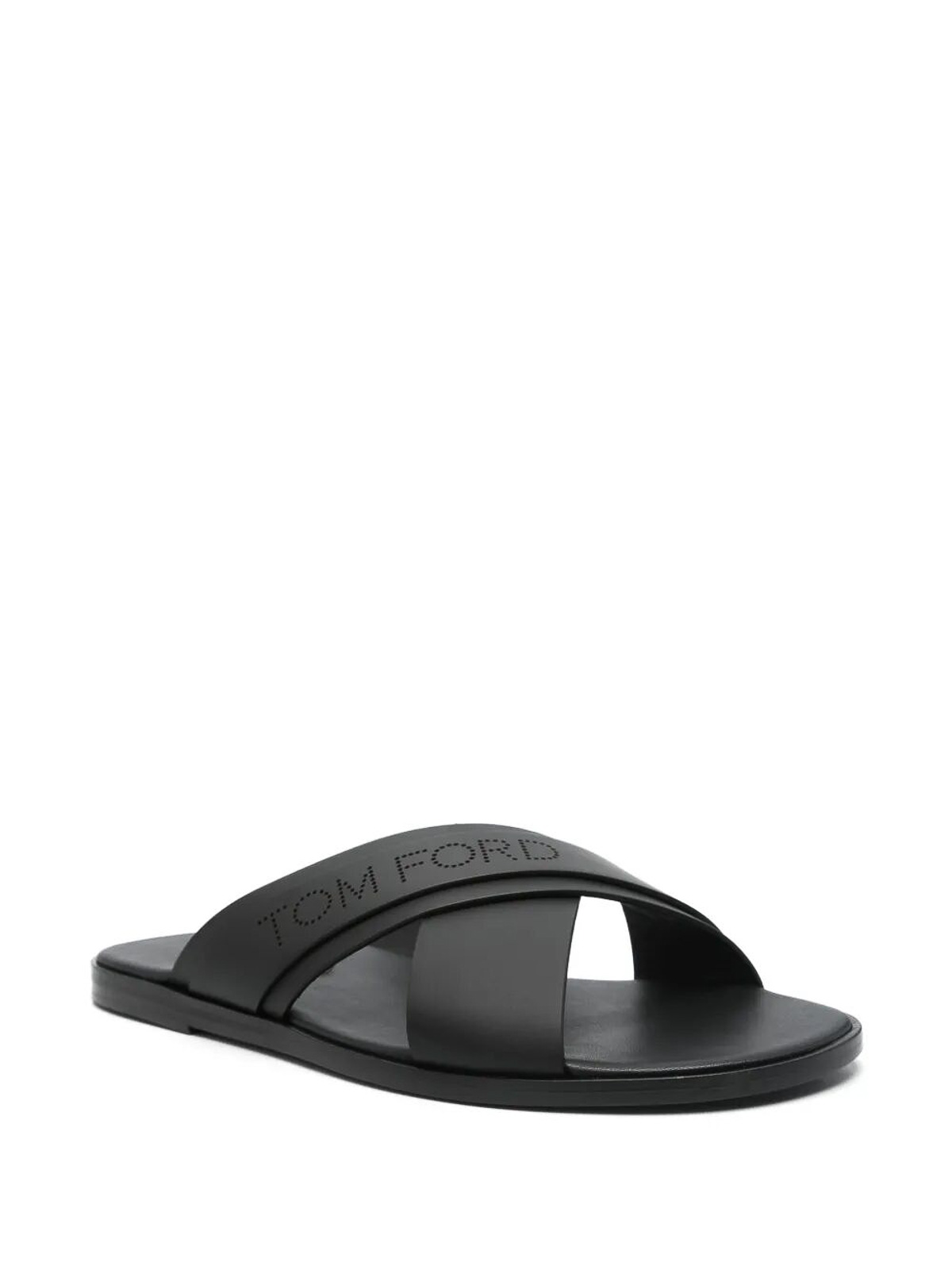 Tom Ford Mens Preston Crossover-strap Leather Sandals Blac In Black