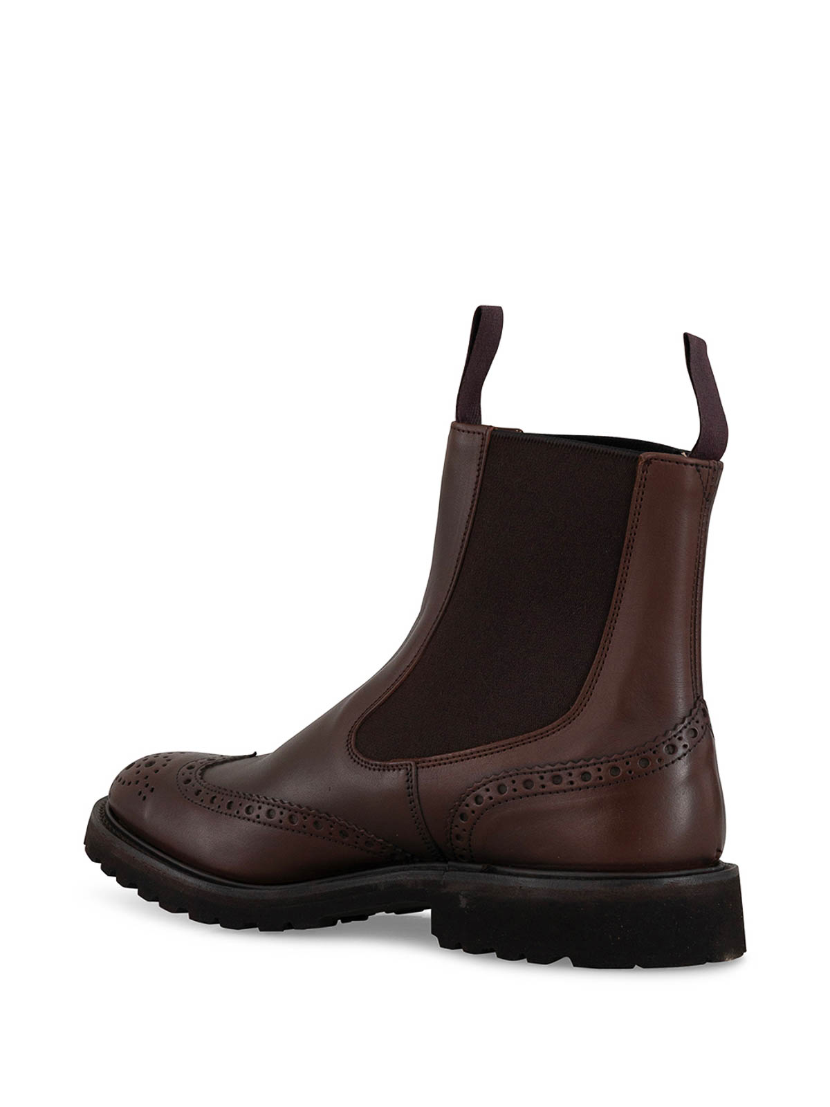 Tricker's Chunky Sole Brogue Detailing Pull Tabs In Brown