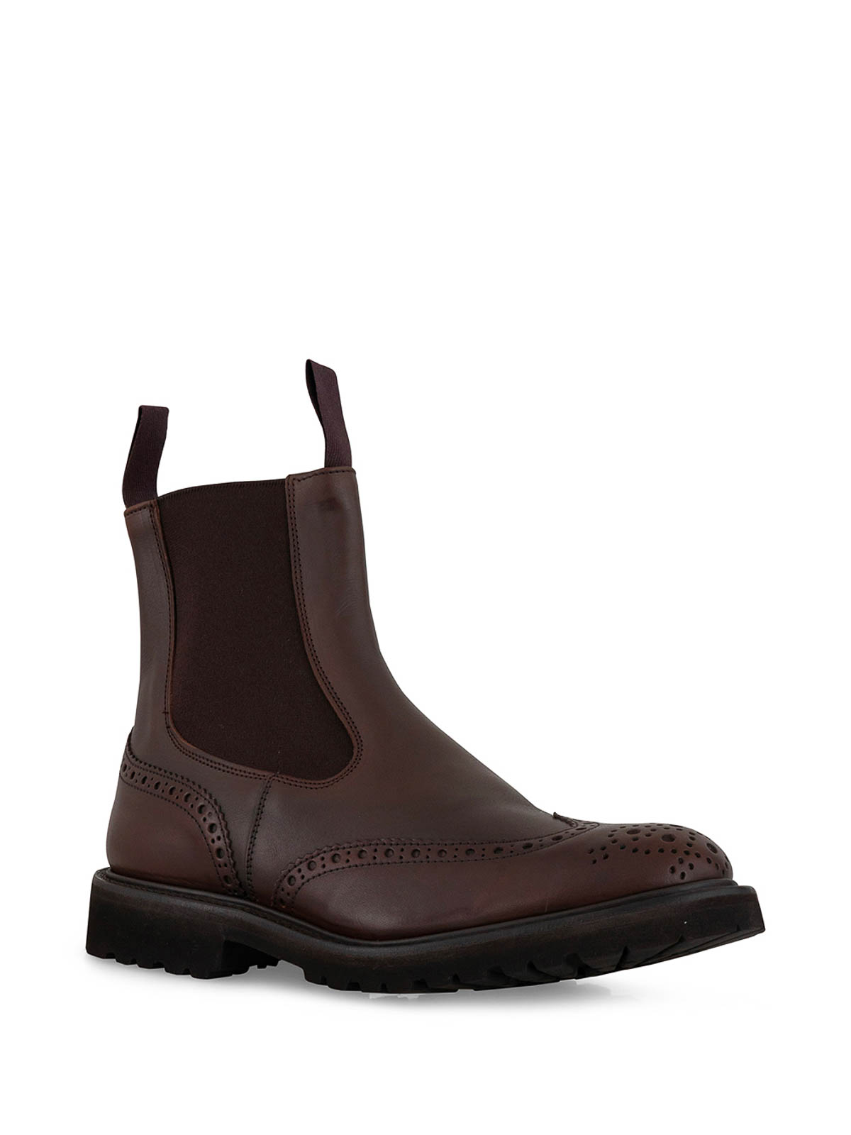 Tricker's Chunky Sole Brogue Detailing Pull Tabs In Brown