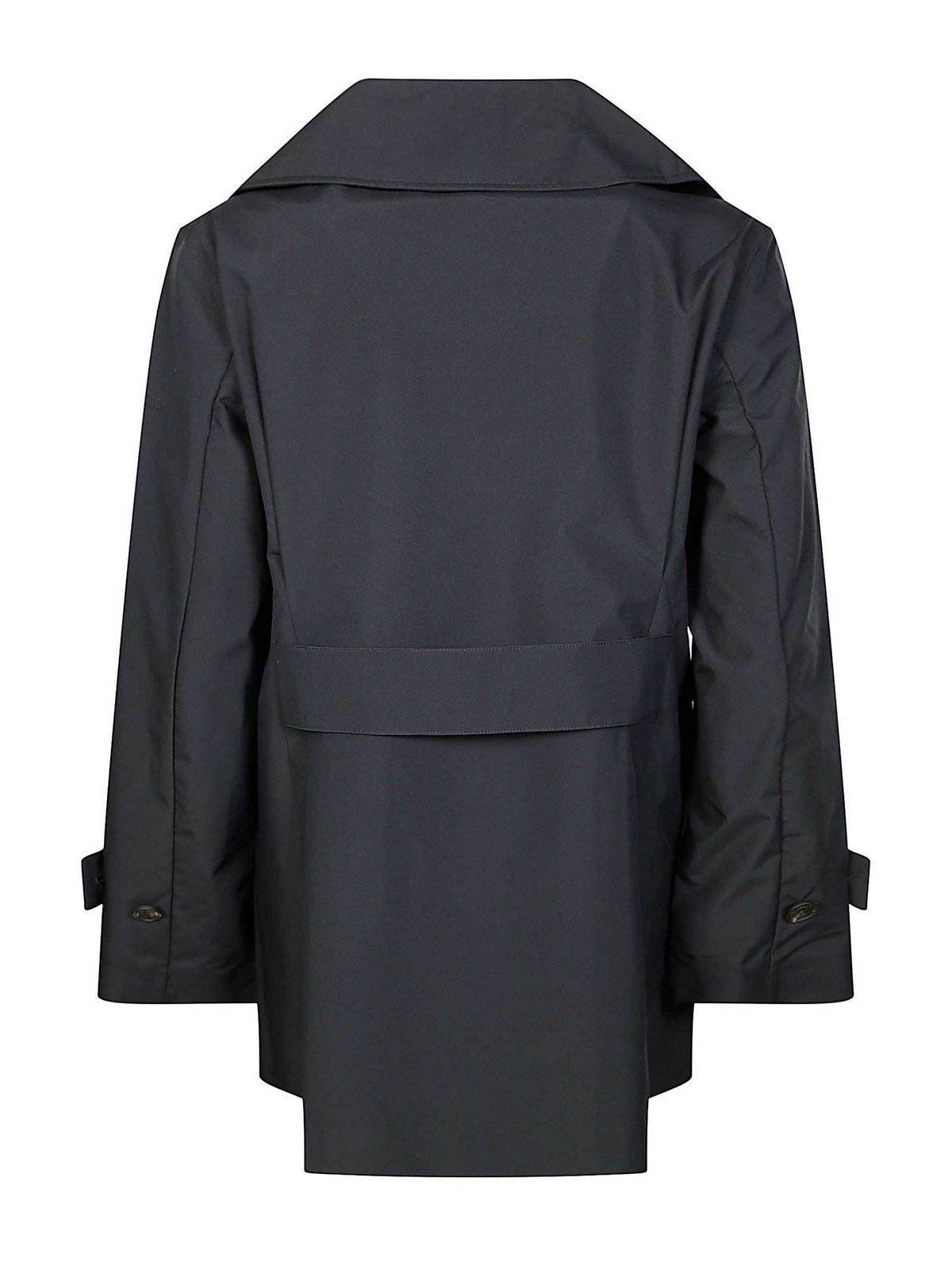 Save The Duck Double-breasted Black Trench Coat With Tailored Silhouette In Blue
