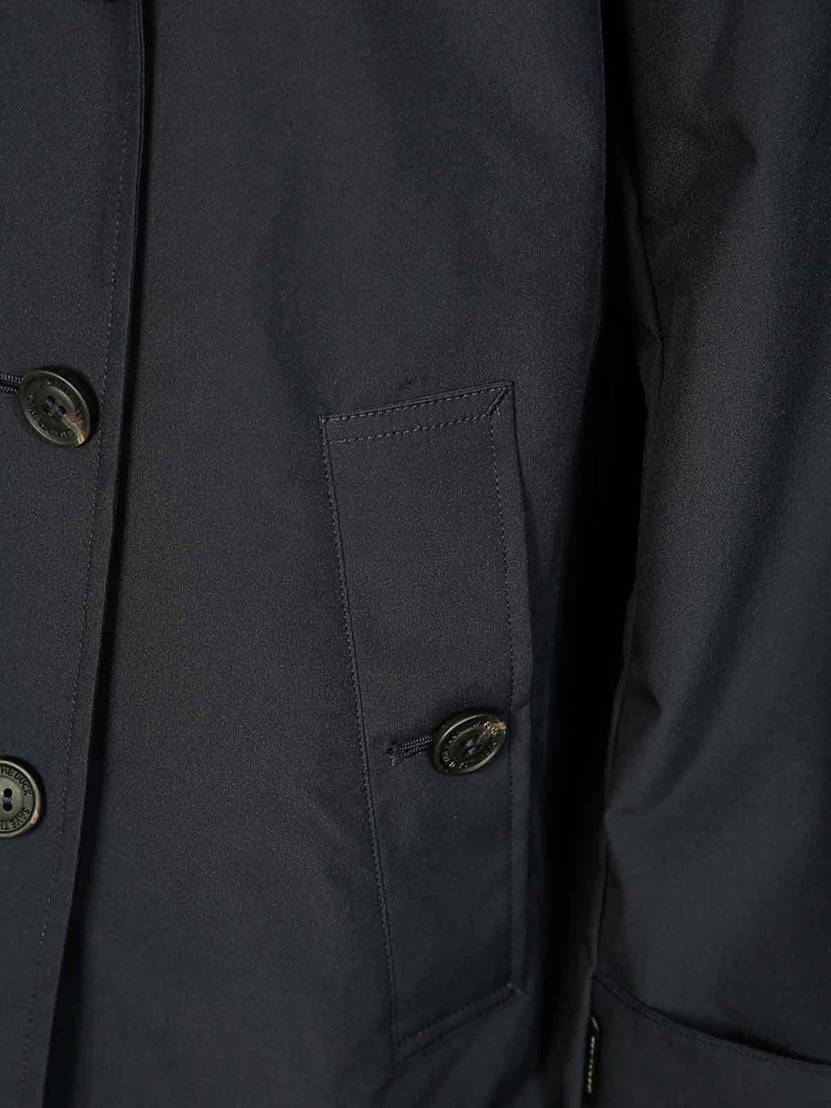 Save The Duck Double-breasted Black Trench Coat With Tailored Silhouette In Blue