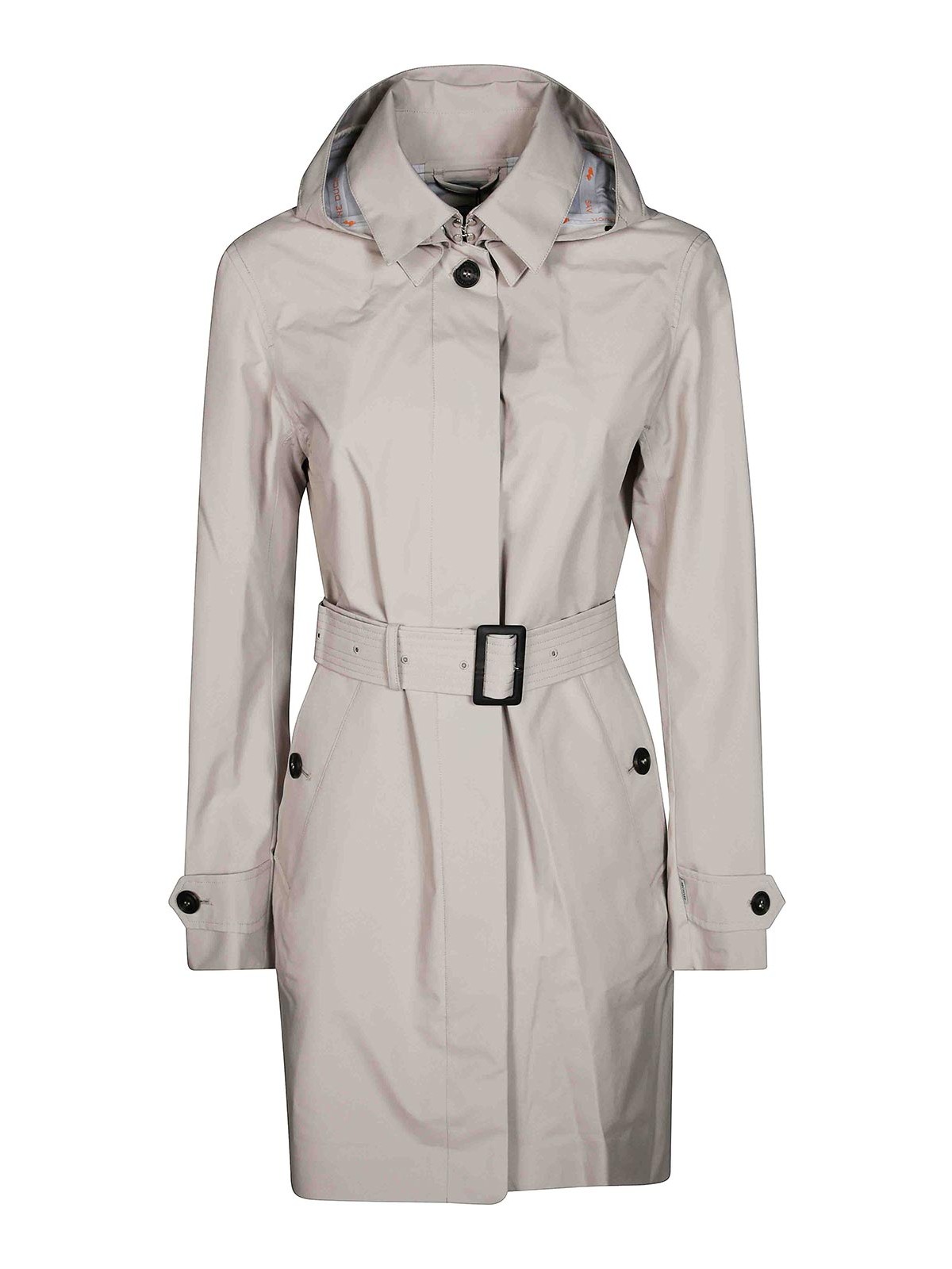 Save The Duck Tailored Trench Coat With Belted Waist In Gray