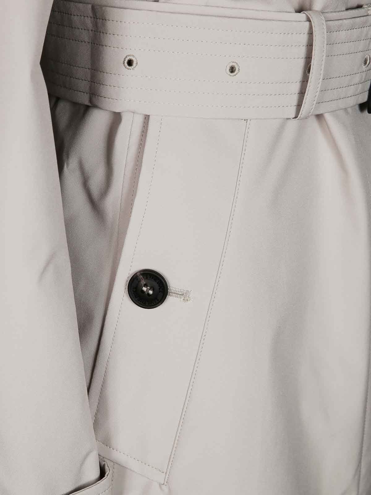 Save The Duck Tailored Trench Coat With Belted Waist In Gray