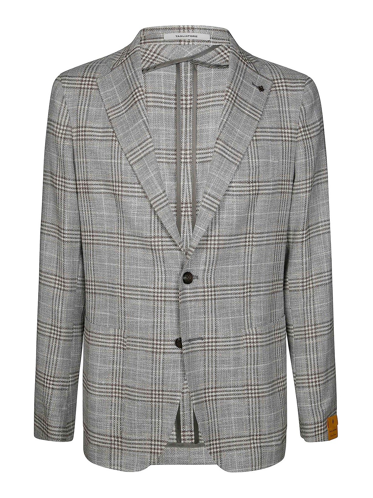 Tagliatore Montecarlo Single-breasted Check Pattern Jacket In Gray