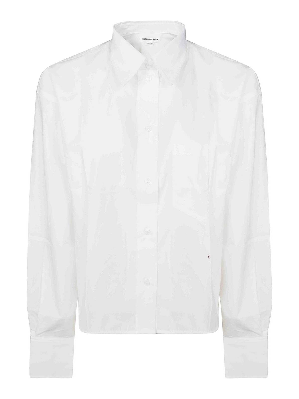 Victoria Beckham Crooped Long Sleeve Shirt In White