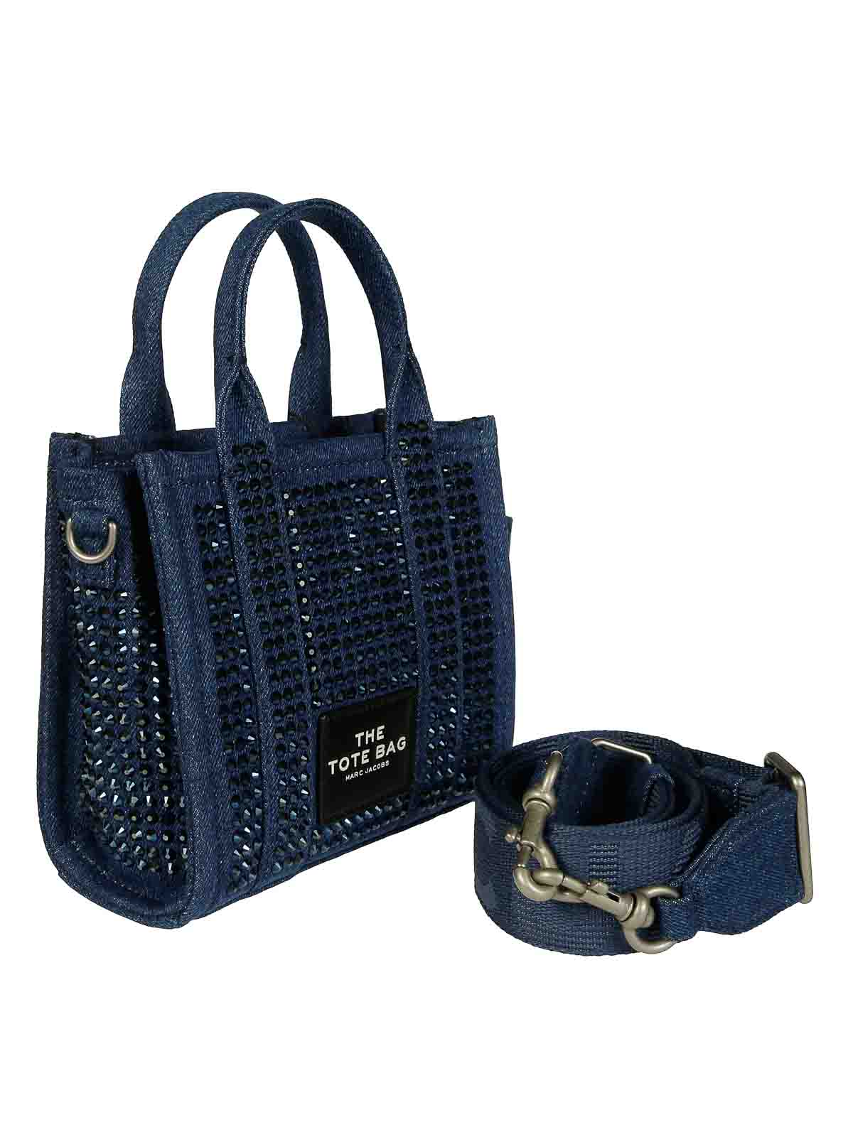 Marc Jacobs Embellished Tote Bag With Detachable Strap And Top Handles In Blue