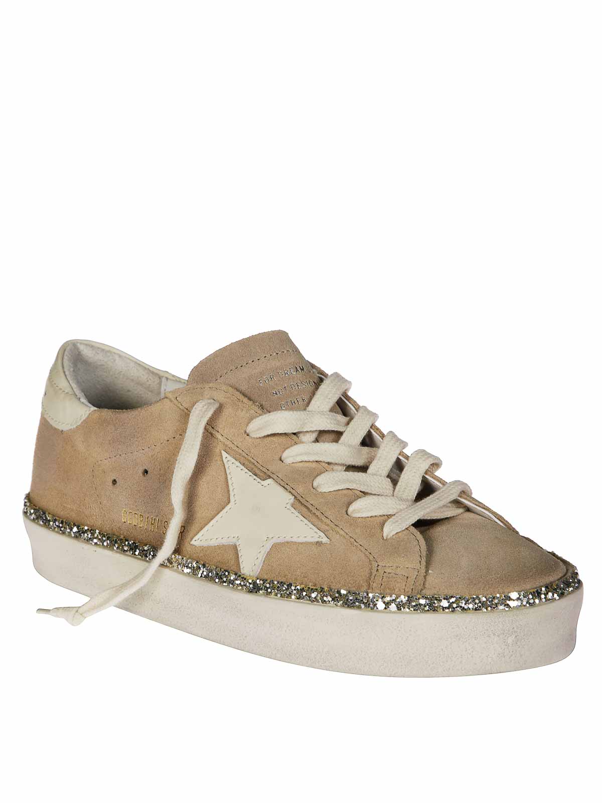 Golden Goose Hi Star Suede Sneakers With Glitter Edge In Brown