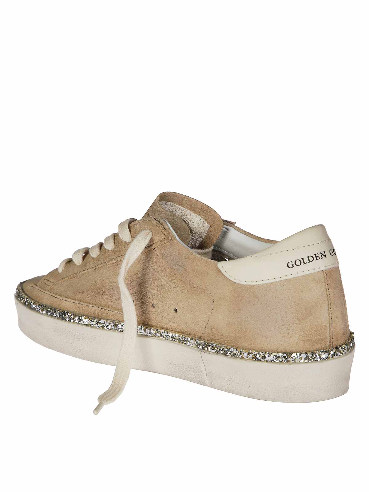 Golden Goose Hi Star Suede Sneakers With Glitter Edge In Brown