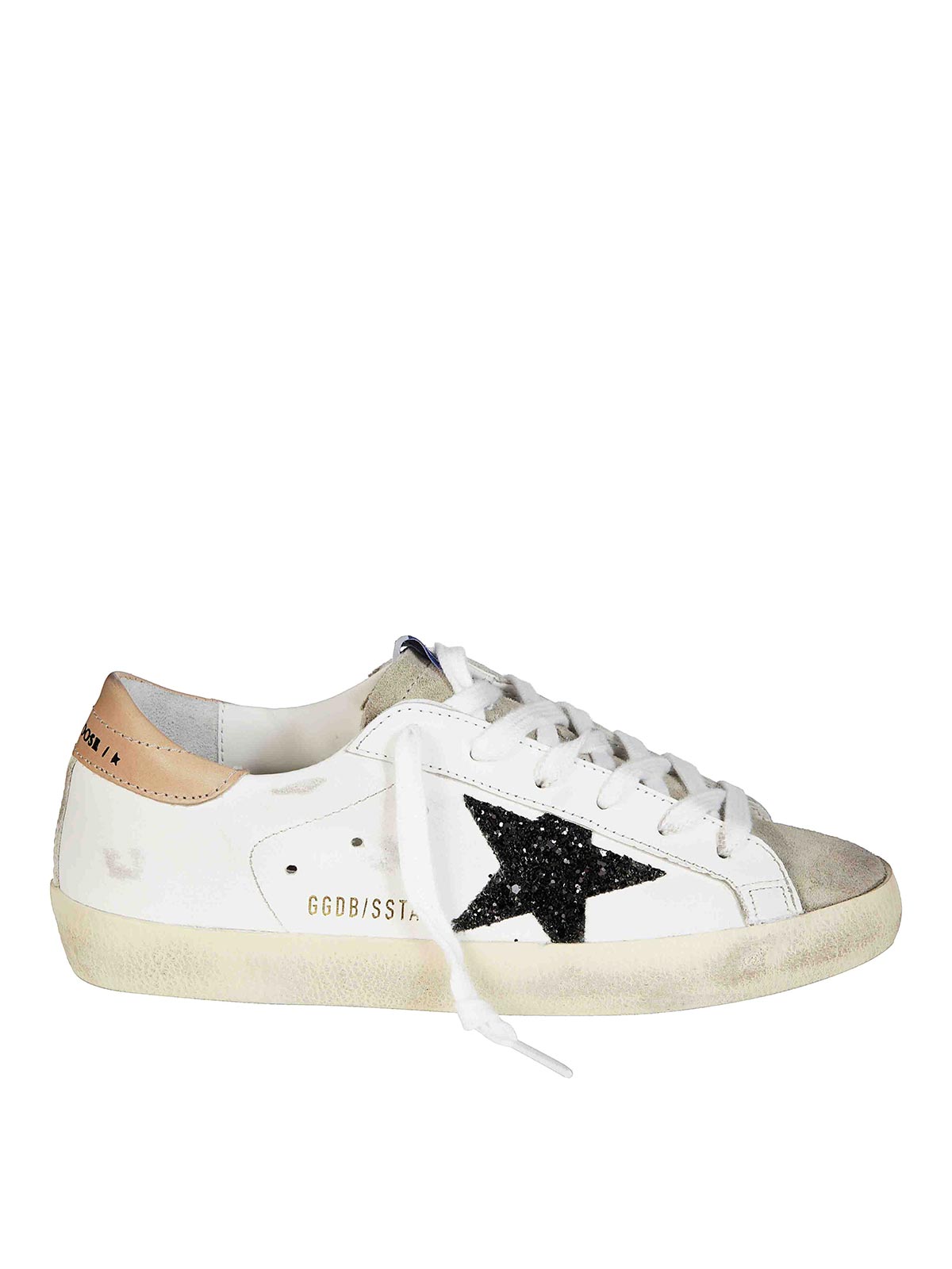 Golden Goose Superstar Leathere Upper Glitter Star Sneaker In White