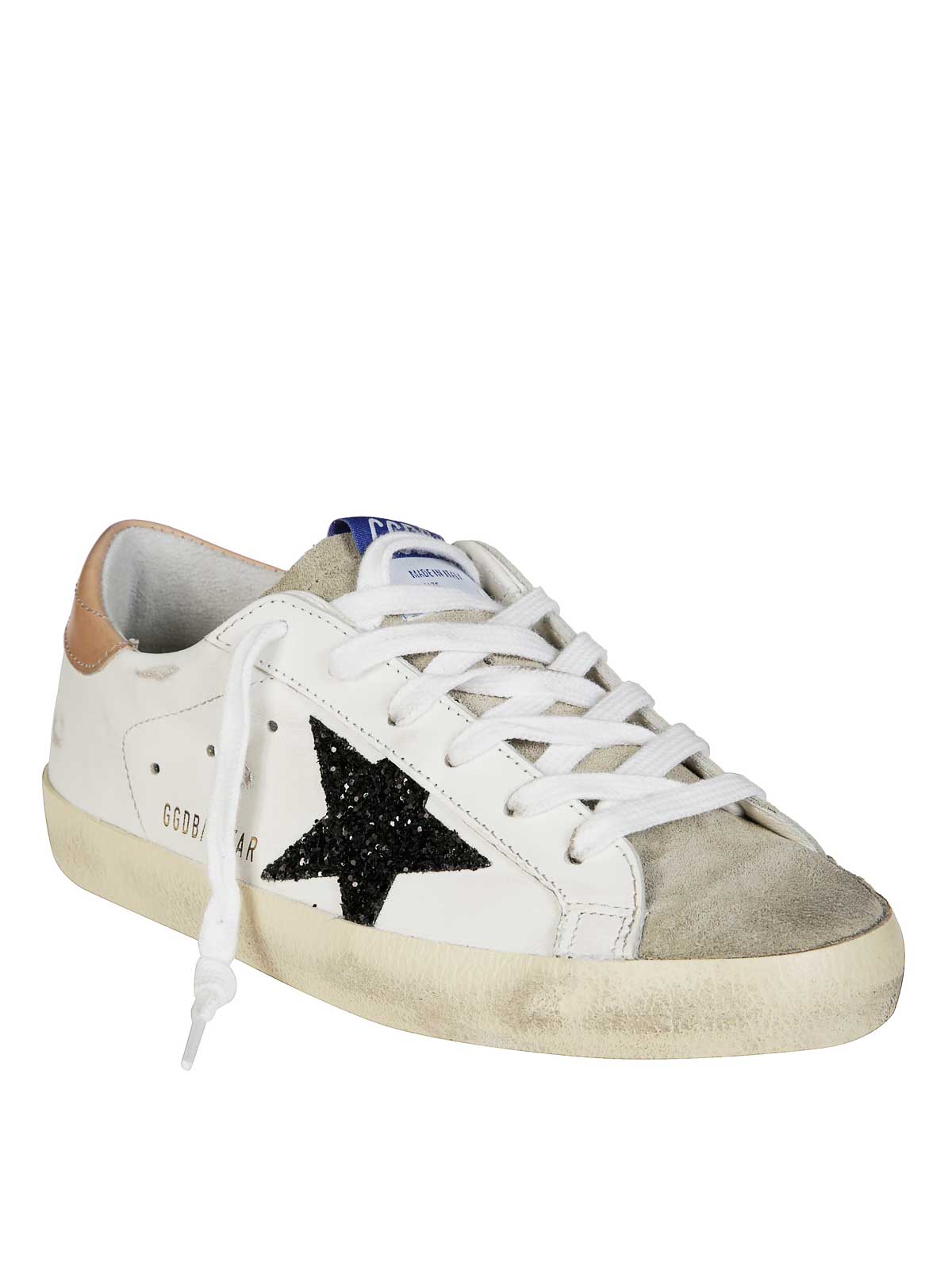Golden Goose Superstar Leathere Upper Glitter Star Sneaker In White