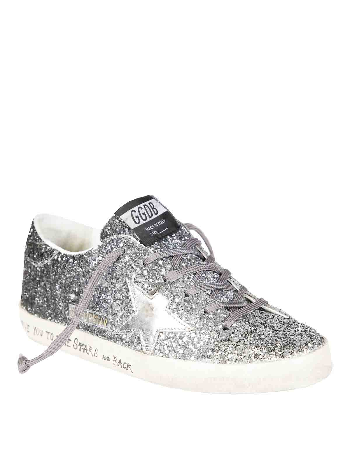 Golden Goose Glittering Silver-tone Lace-up Sneakers With Padded Ankle In Silver