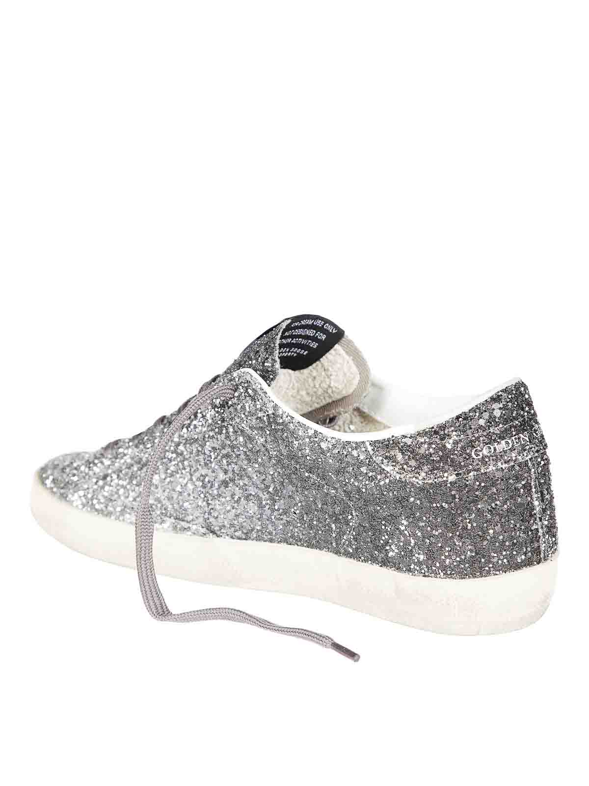 Golden Goose Glittering Silver-tone Lace-up Sneakers With Padded Ankle In Silver