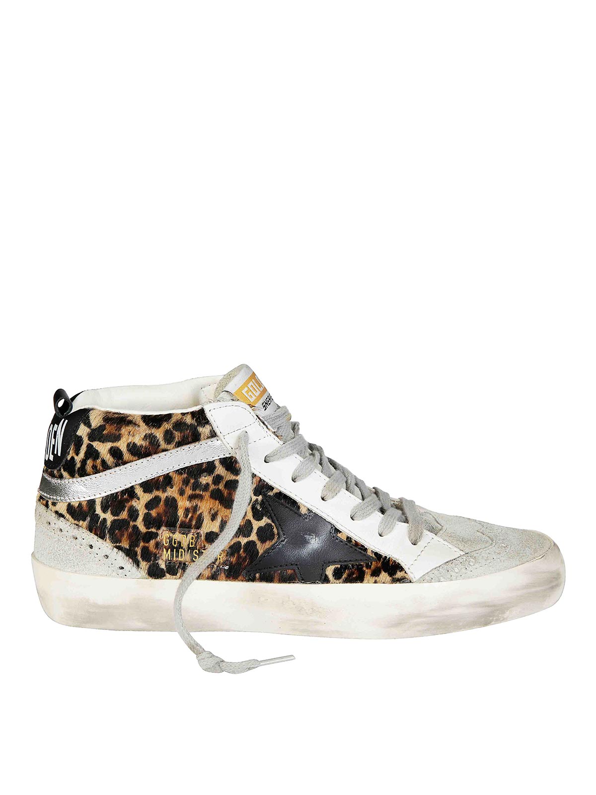 Golden Goose "mid Star" Horsy Upper Suede Toe And Spur Leather Star And Heel Laminated Wave Shoes In Multi