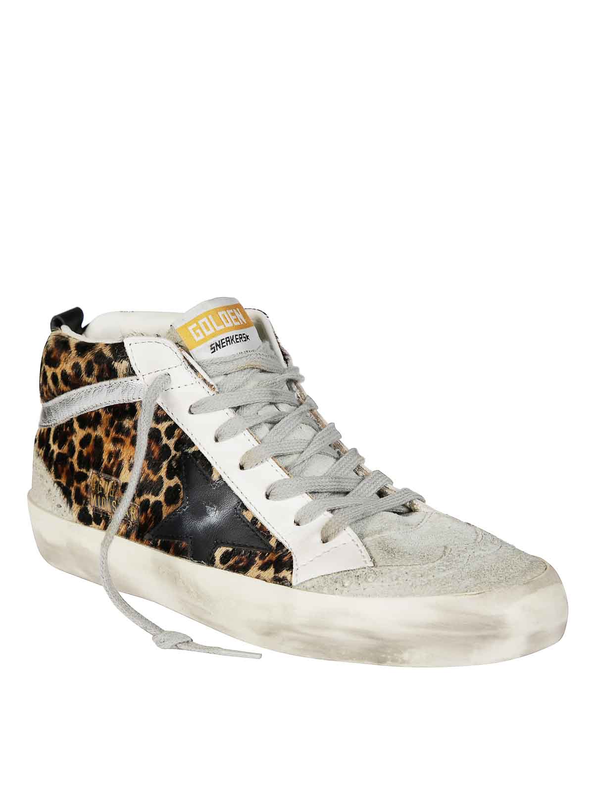 Golden Goose "mid Star" Horsy Upper Suede Toe And Spur Leather Star And Heel Laminated Wave Shoes In Multi