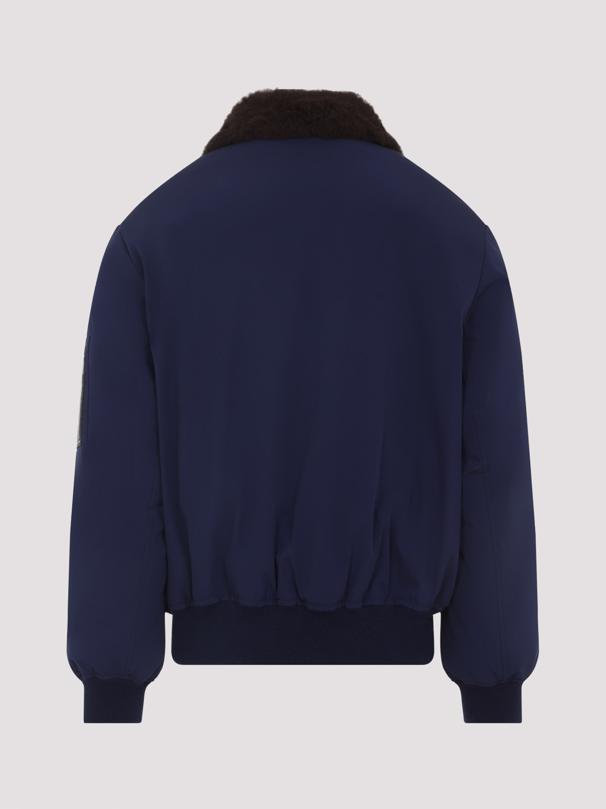 Brunello Cucinelli Down Jacket Nylon Shearling Collar In Blue