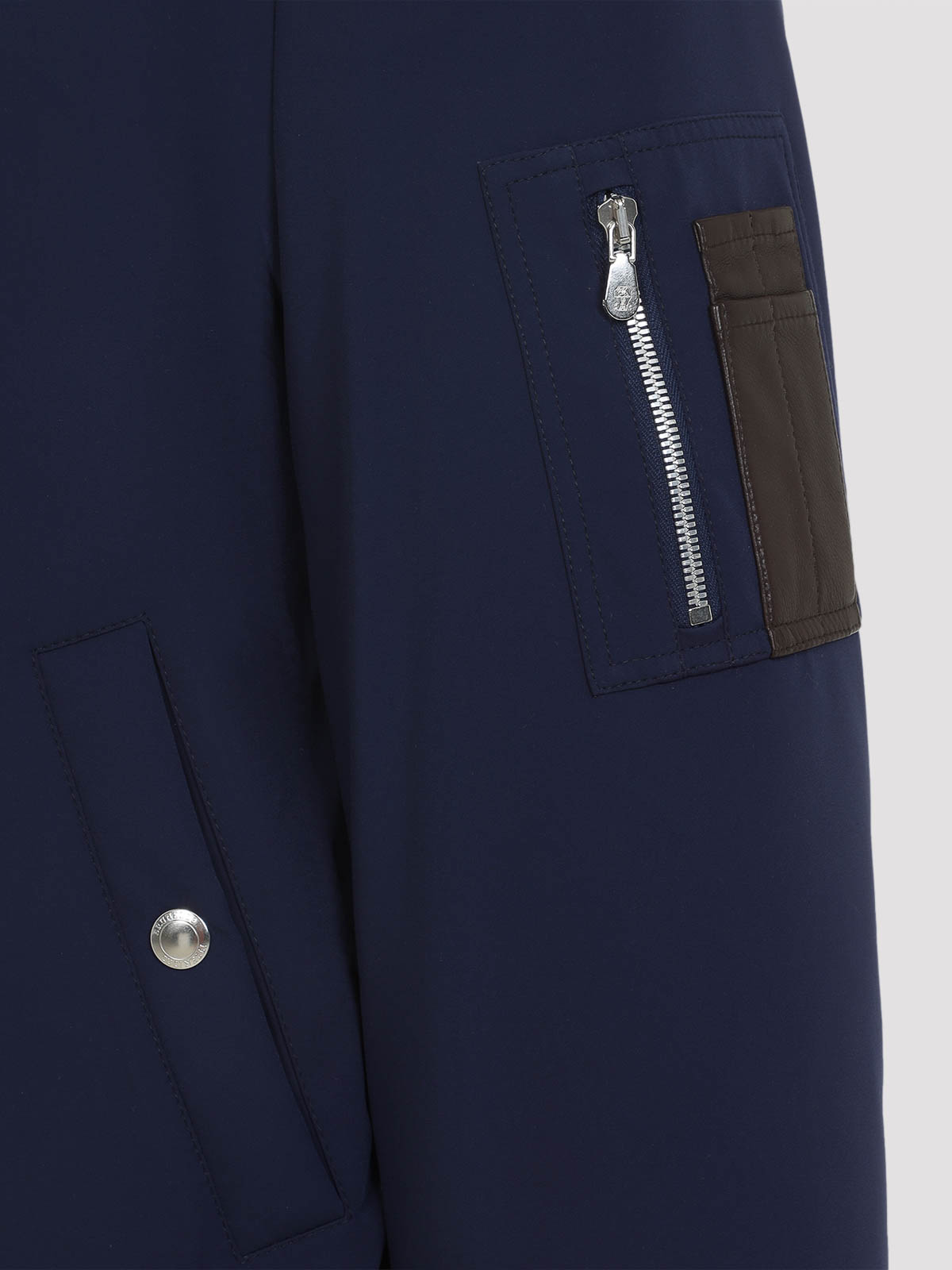 Brunello Cucinelli Down Jacket Nylon Shearling Collar In Blue